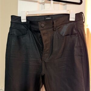 Express Sleek Black Leather-Look Trousers